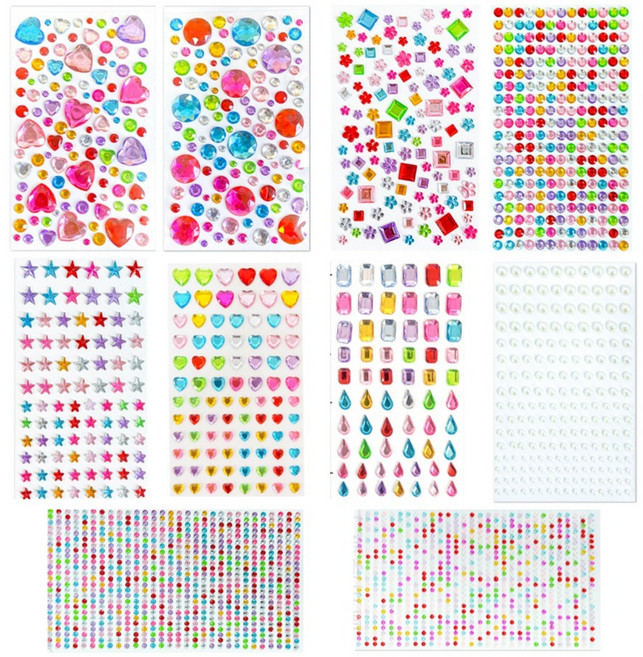 로이랑 공예용 보석 스티커 10종 세트, 혼합색상, 1세트