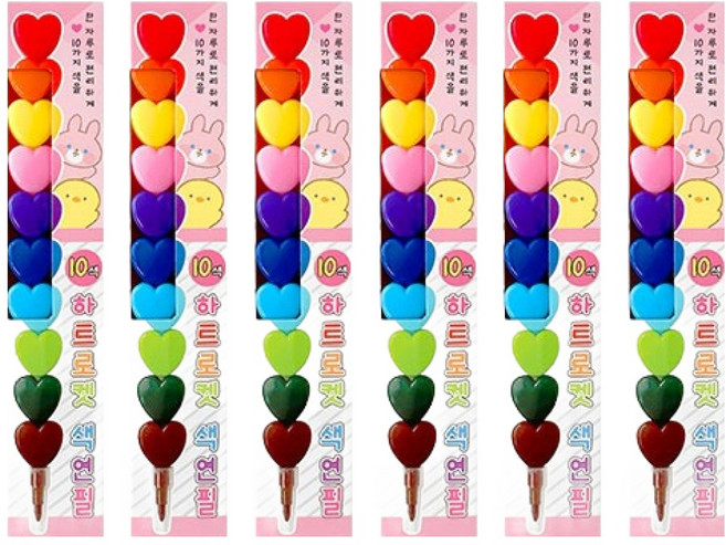 iiGEN 하트 로켓색연필, 6개, 10색