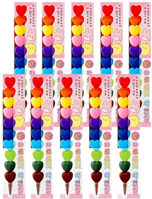 iiGEN 하트 로켓색연필, 10개, 10색