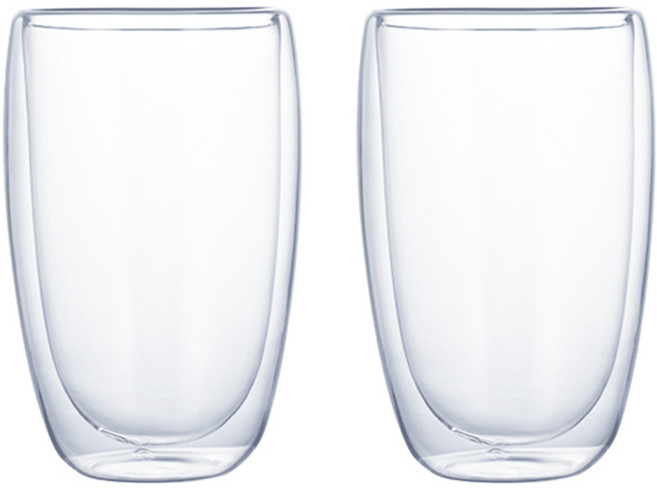 JOSIC 雙層高硼硅耐熱玻璃杯 14 x 9cm 450ml, 透明色, 2個