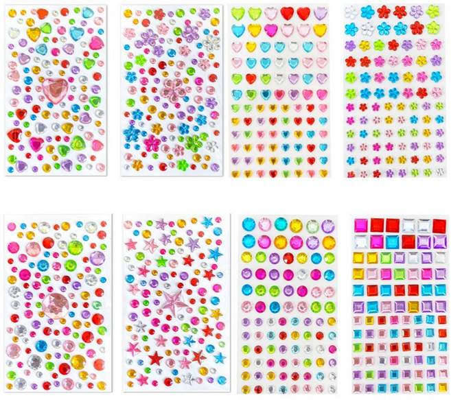 로이랑 공예용 보석 스티커 8종 세트, 혼합색상, 1세트