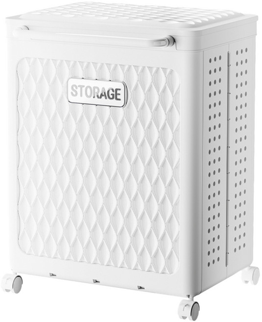 FAmILyLIFE 生活 輕奢風雙槽附蓋摺疊衣物收納籃 78L, 淨白款, 1個