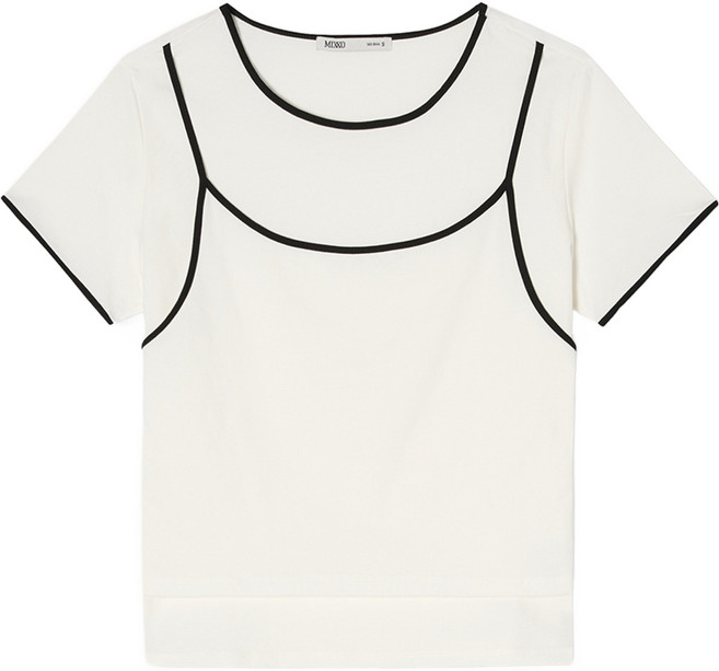미쏘 여성용 배색 레이어드 티셔츠