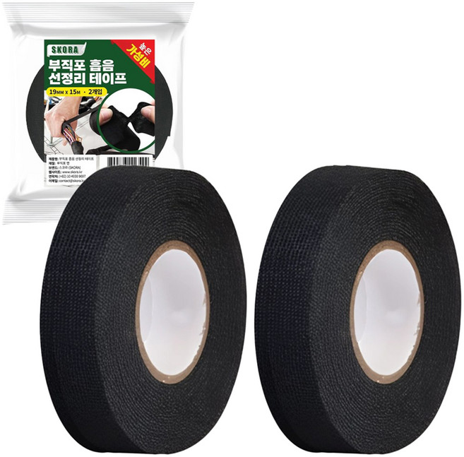 스코라 차량용 부직포 흡음 배선정리 테이프 19mm x 15m 2p, 1개