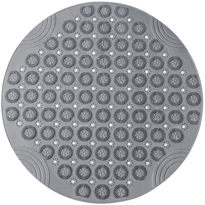 더자카 TPE 라운드 미끄럼방지 욕실 매트, 그레이, 1개