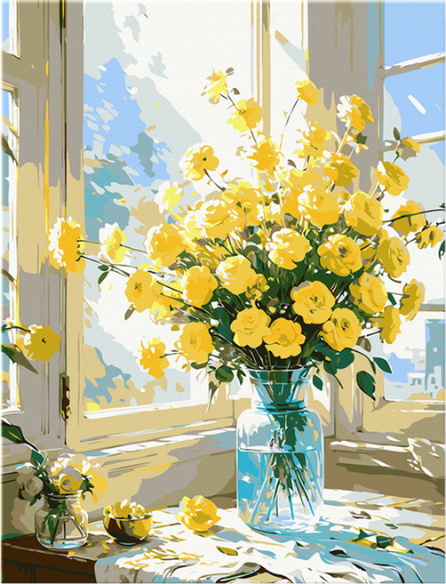 타미나요 고급스러운 DIY 그림그리기 세트 40 x 50 cm, 노란 꽃, 1세트