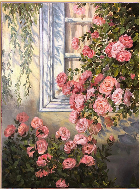 타미나요 편리한 DIY 그림그리기 세트 30 x 40 cm, 창틀 장미, 1세트
