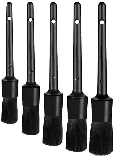 카로닉 차량용 디테일링 세차 브러쉬 5종 세트, 블랙, 1세트