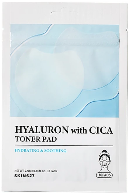 스킨627 히알루론 위드 시카 토너 패드 22ml, 1개, 10개입 - 쿠팡