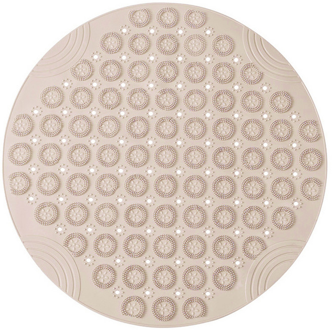 더자카 TPE 라운드 미끄럼방지 욕실 매트, 아이보리, 1개