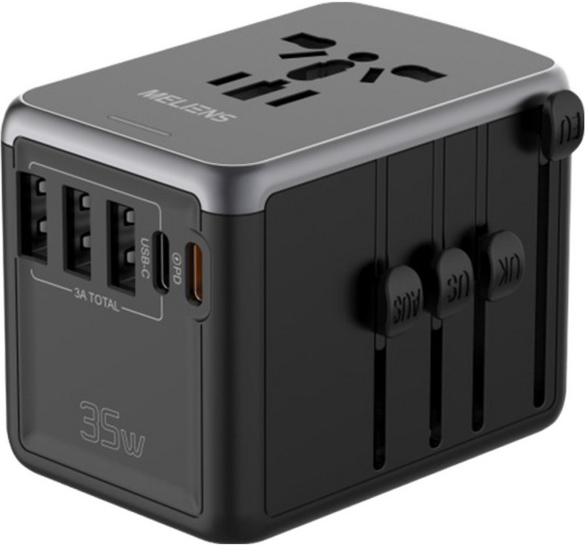 멜리언스 해외여행용 5포트 PD35W 초고속충전 멀티 어댑터 블랙 ML-OL1, 1개