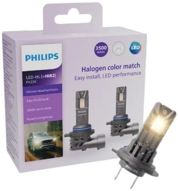 PHILIPS 飛利浦 LED頭燈 恆星光 3500K H4, 黃光, 2個