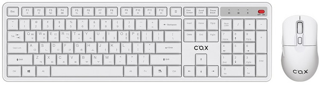 COX 105배열 계산기키 추가 저소음 무선 키보드 마우스 세트, 일반형, 화이트, CKM40W