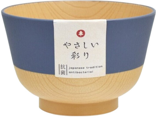 Yasashī Irodori 木紋抗菌輕便湯碗 日本製, 藍色, 1個