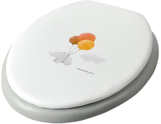 삼정크린마스터 엘리펀트 소프트 변기커버 O형, 화이트 + 그레이, 1개