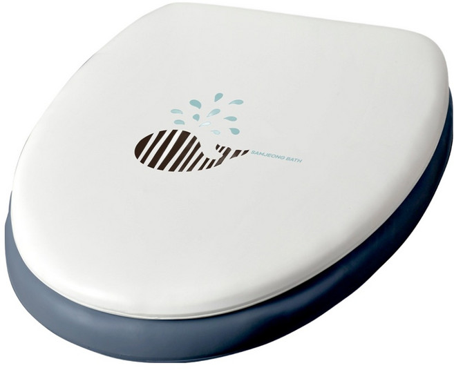 삼정크린마스터 웨일 변기커버 O형, 화이트 + 블루, 1개