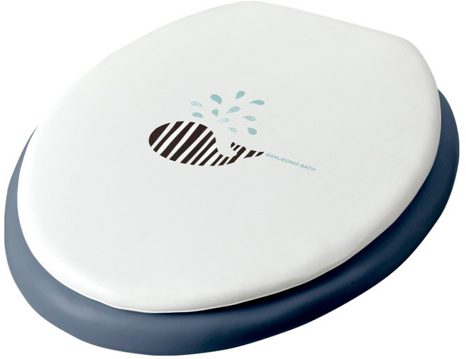 삼정크린마스터 웨일 소프트 변기커버 O형, 화이트 + 블루, 1개