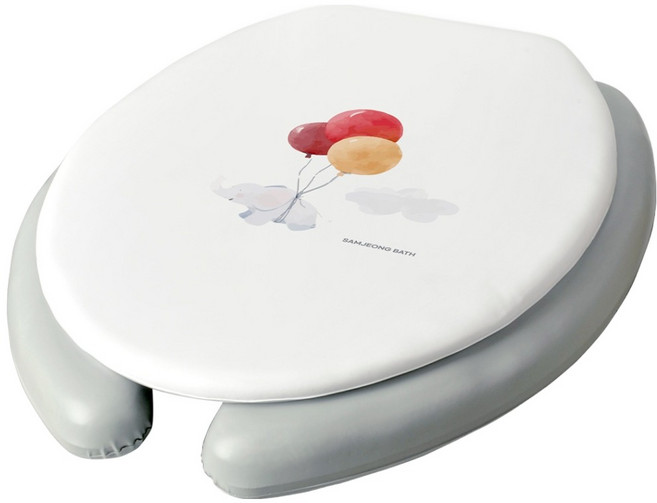 삼정크린마스터 엘리펀트 소프트 변기커버 U형, 화이트 + 그레이, 1개