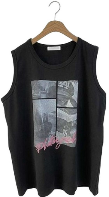 CHICBLACK 女款La Mui棉質寬鬆版圓領照片印花無袖T恤 cpt16748k55