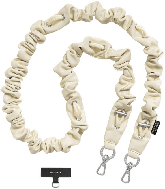 MAGEASY Scrunchie Strap 掛繩 + 掛繩片組, 皮革白, 1組