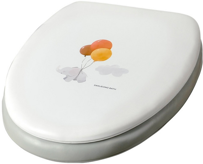 삼정크린마스터 엘리펀트 소프트 변기커버 O형, 화이트 + 그레이, 1개