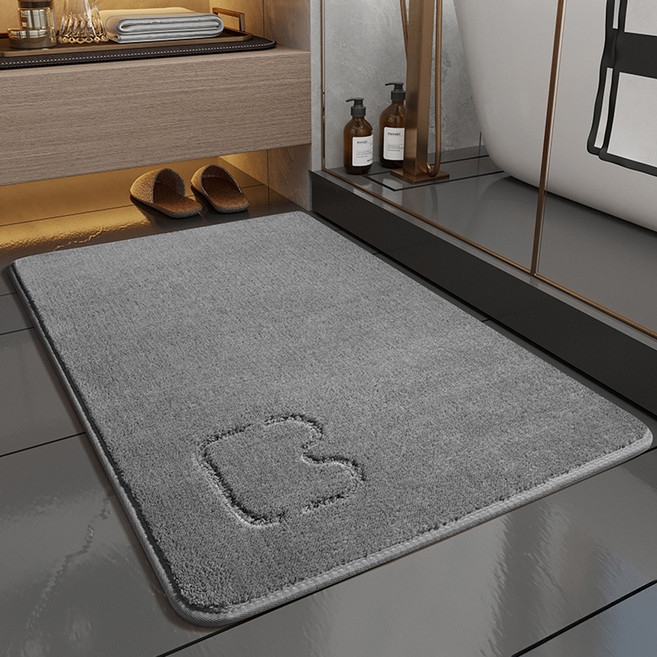 Mini嚴選 貓咪顆粒短絨浴室吸水地墊, 深灰色, 1個