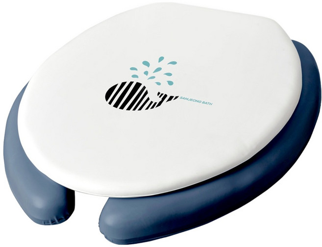 삼정크린마스터 웨일 소프트 변기커버 U형, 화이트 + 블루, 1개