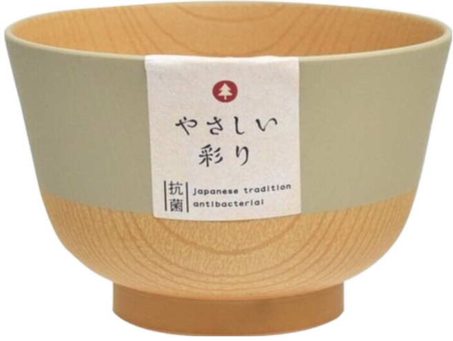 木紋抗菌輕便湯碗 日本製, 灰色, 1個