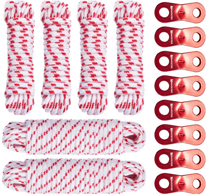 벅703 스트링 6mm x 10m 2p + 스트링 6mm x 3.5m 4p + 알루미늄 땅콩 스토퍼 8p 세트, 혼합색상