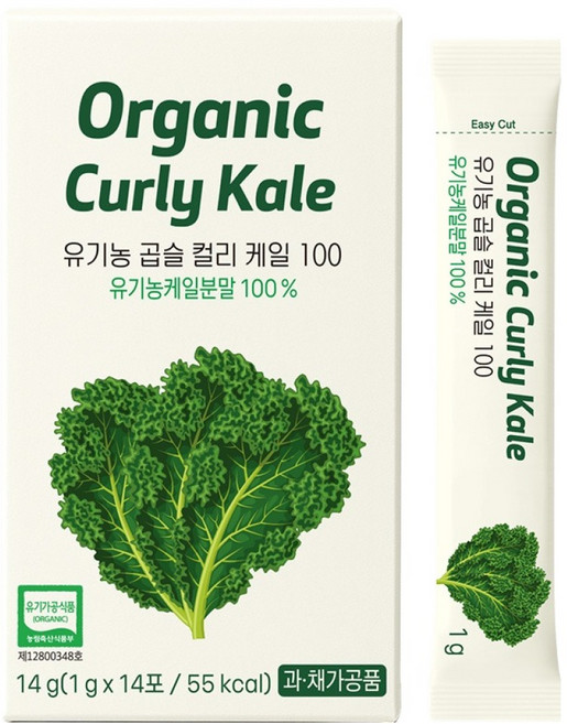 이롭 유기농 곱슬 컬리케일 100 분말 스틱, 14회분, 1개