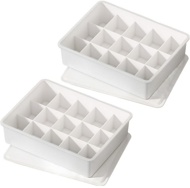 모엔데이 뚜껑있는 플라스틱 양말 정리함 15칸, 2개, 화이트