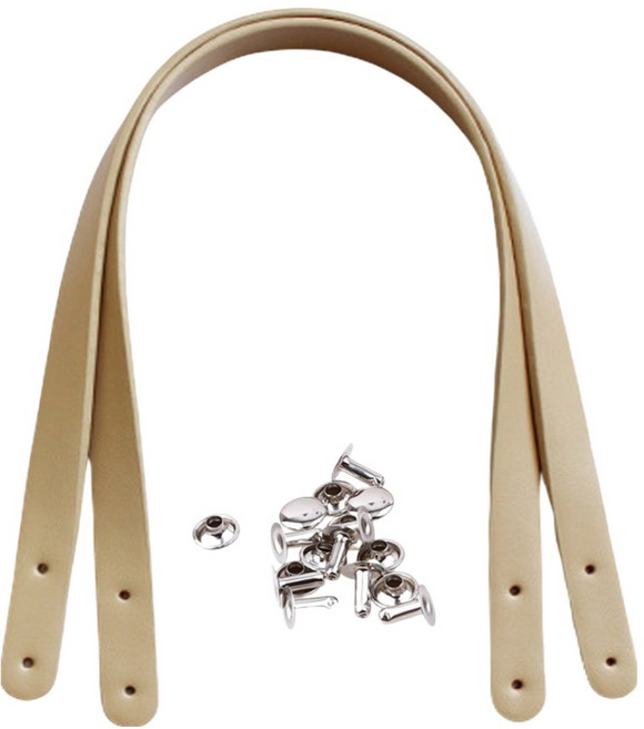 코히모 DIY 숄더백용 가죽핸들 60cm 2p + 리벳 세트 5W0416, 베이지, 1개