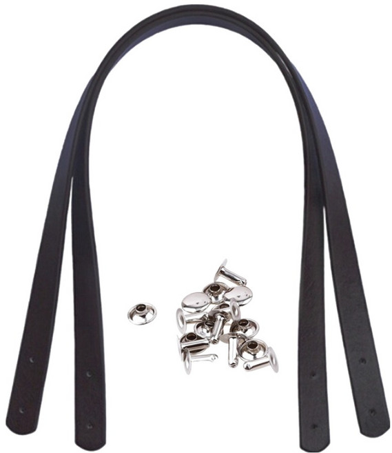 코히모 DIY 숄더백용 가죽핸들 60cm 2p + 리벳 세트 5W0416, 블랙, 1개