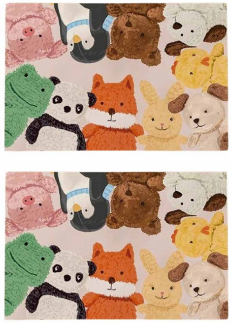 寢室安居 吸水止滑軟式珪藻土地墊, 動物森友墊 多色, 2個