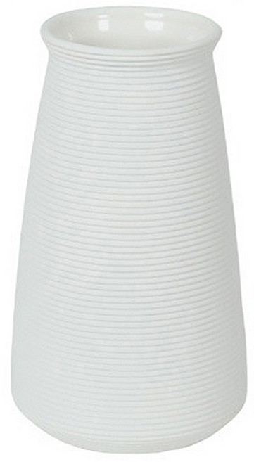 橫條紋/低調奢華 直桶款 陶瓷花瓶, 白色