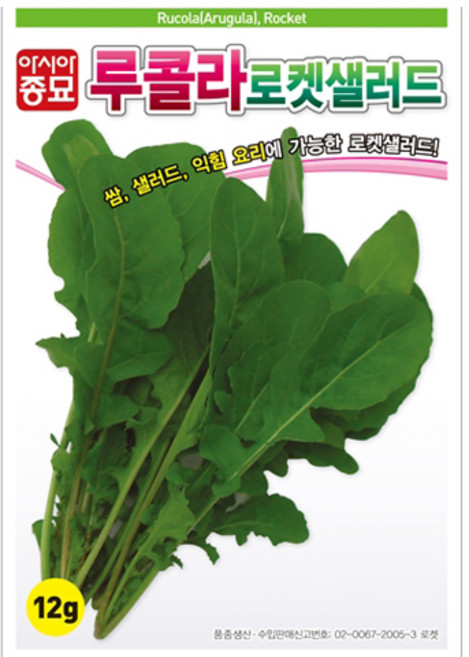 아시아종묘 루콜라 로켓샐러드 씨앗 12g, 1개