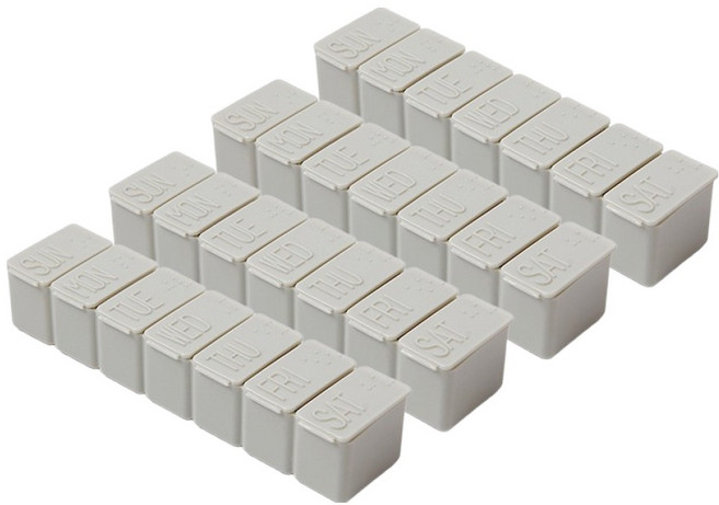 휴대용 7일 알약 보관함 그레이, 4개