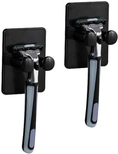 생활업글연구소 무타공 면도기 거치대, 2개, 블랙