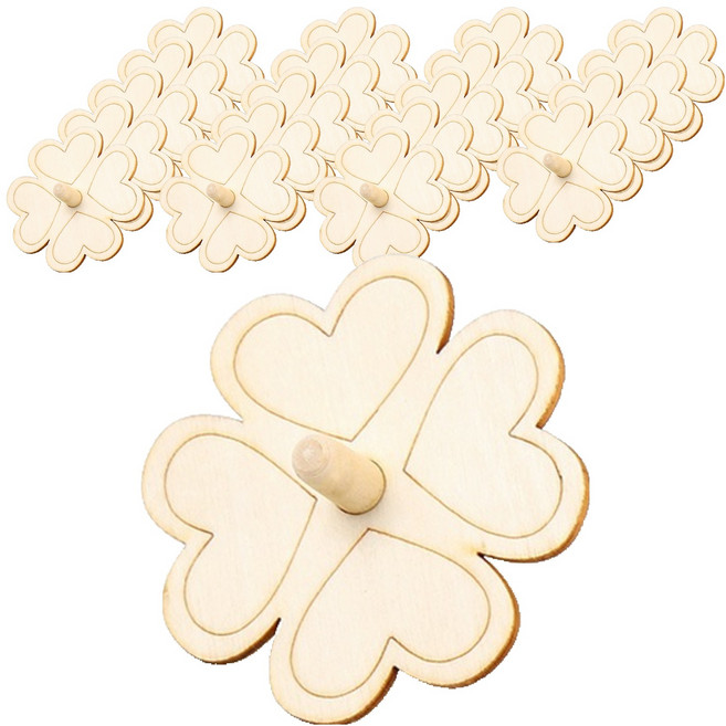 민화샵 나무팽이 네잎클로버 UDOWD003C, 혼합색상, 20개