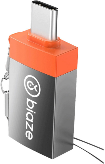 biaze 畢亞茲 Type-C轉接頭USB 2cm, 1個, 灰橘色