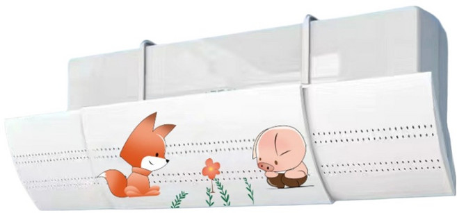 비엠디자인 귀여운 동물그림 에어컨 바람막이, 1개, B형 3in1 접이식  폭스 앤 피글렛