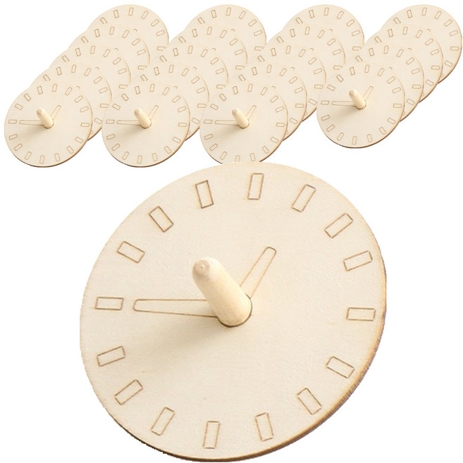 민화샵 나무팽이 시계 UDOWD003E, 혼합색상, 20개