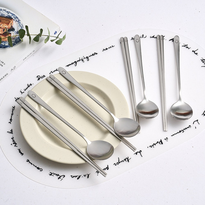 모던하우스 ON 스마일 스텐304 한수저 4벌세트, 숟가락 4p + 젓가락 4쌍, 1세트