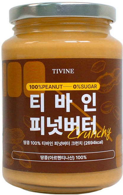 티바인 땅콩버터 크런치, 1개, 450g