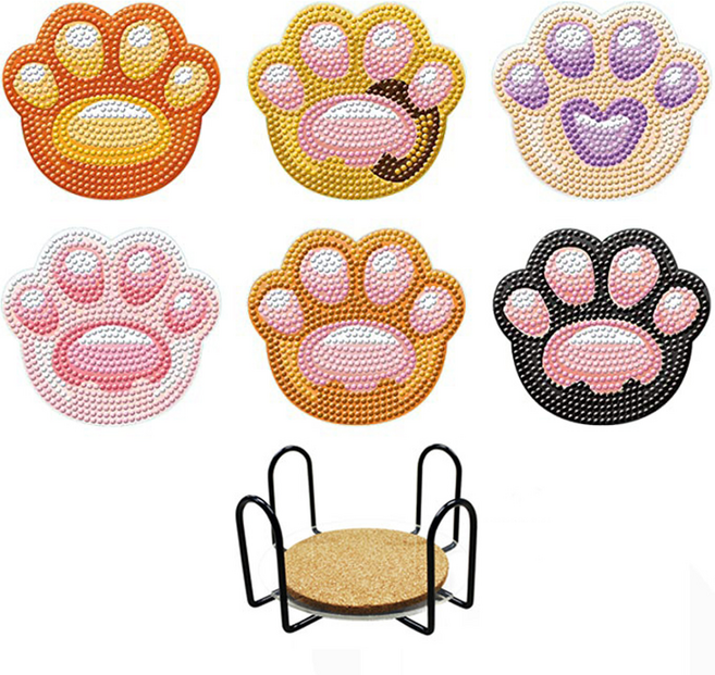 탑피아 집중력 향상 DIY 보석십자수 코스터 6p + 철제선반 세트, CM060, 1세트