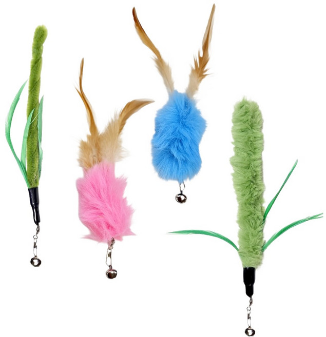 펫츠몬 고양이 보들보들 낚싯대 리필 4종 세트, 혼합색상, 1세트