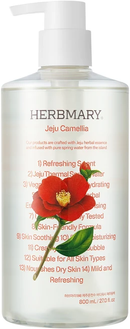 허브마리 1848 제주온천수 바디워시 동백, 800ml, 1개 - 쿠팡
