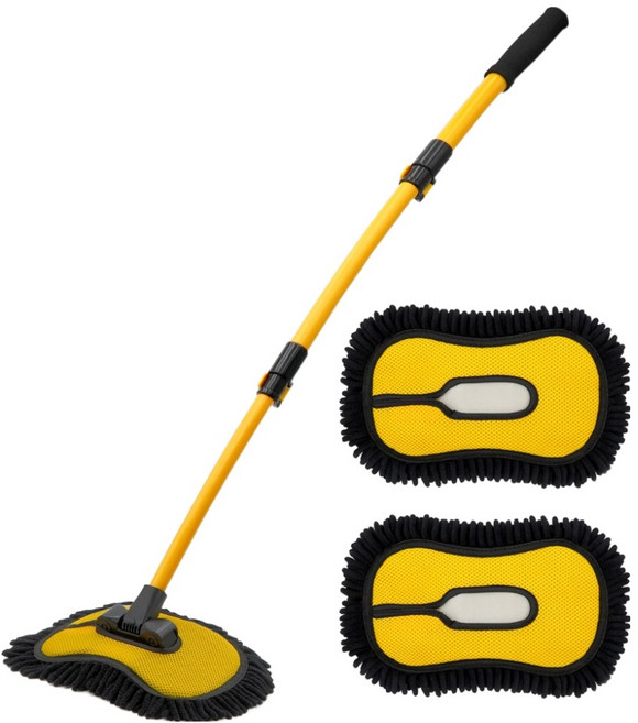 에이스피드 차량용 착 세차밀대 브러시 AP10 + 추가 걸레 2p 세트, 혼합색상, 1개