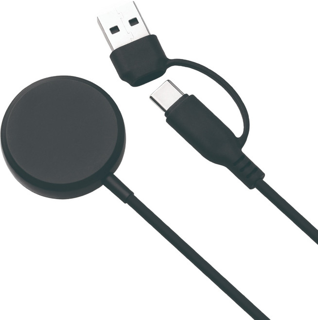 지파워 갤럭시 워치 충전기 USB-A/C 겸용 1m, 블랙, 1개