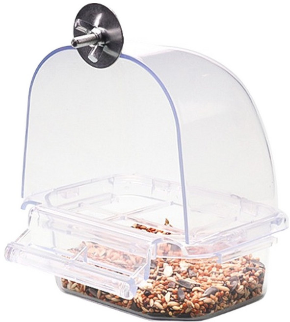 랜보어 앵무새 걸이형 돔 급식기 11.5 x 11 x 12 cm, 투명, 1개
